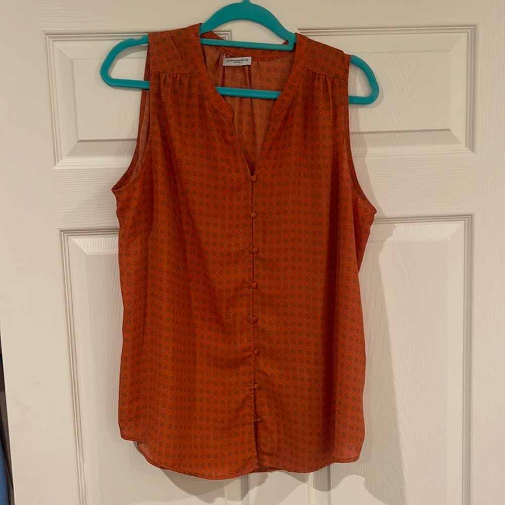 Ruch burnt Orange with little brown flowers